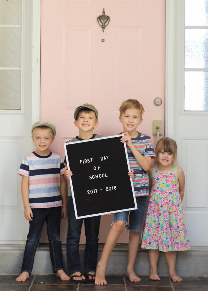 First day of school picture for our oldest 4 kids