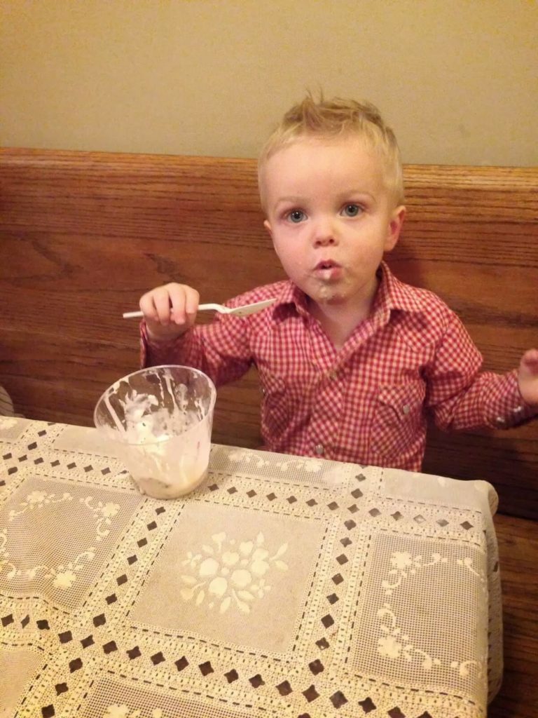 toddler eating ice cream