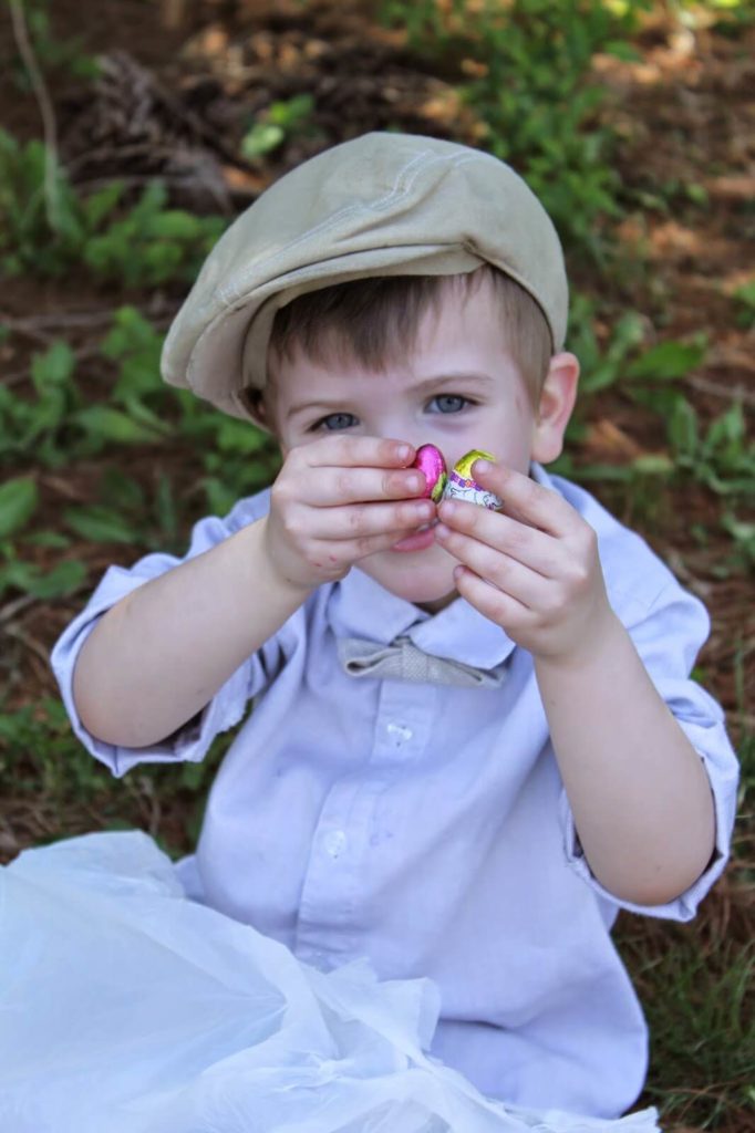 little boy with candy