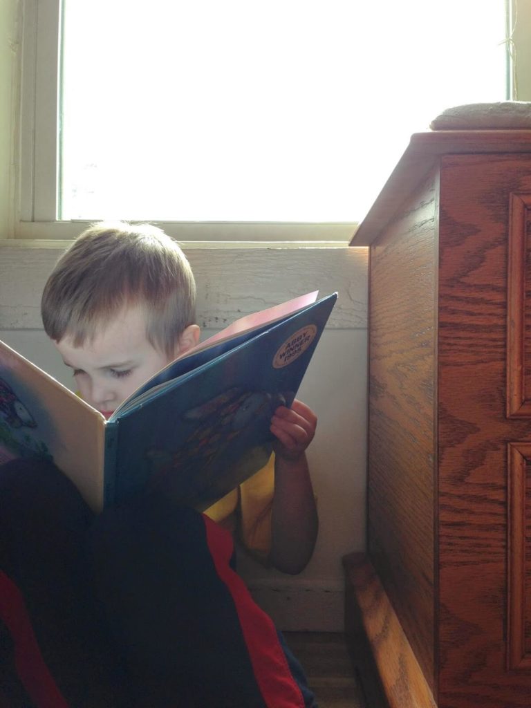 boy reading book