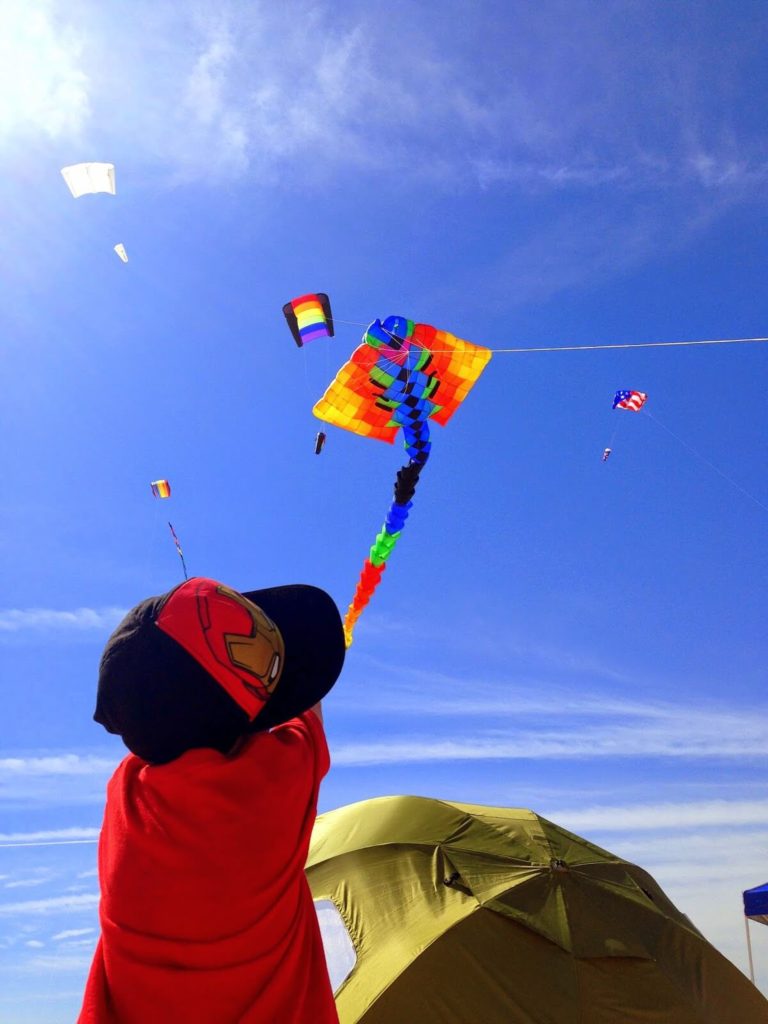 boy flying kite