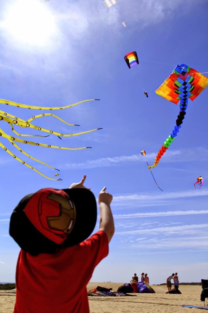 boy flying kite