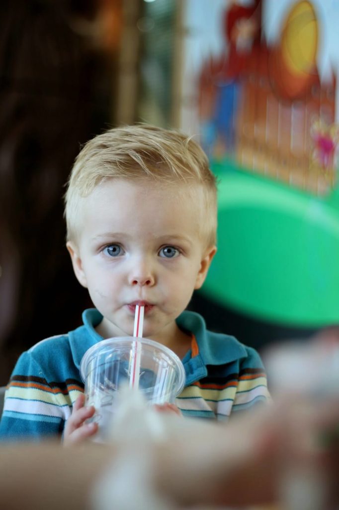 toddler drinking water