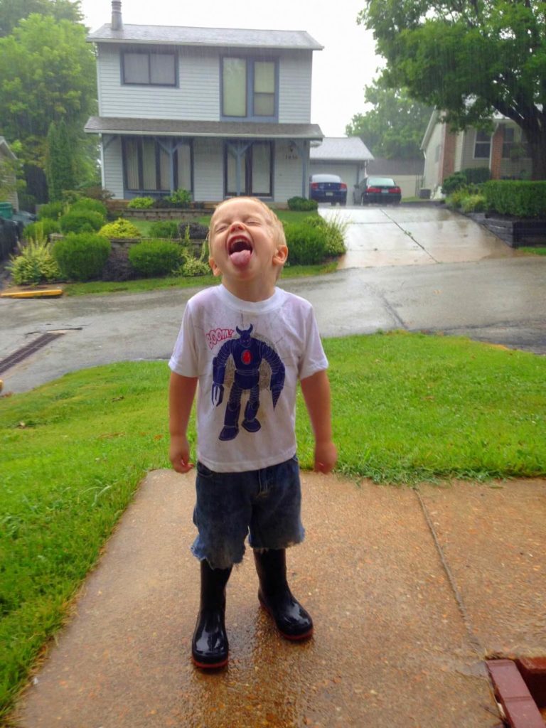 catching rain water in mouth