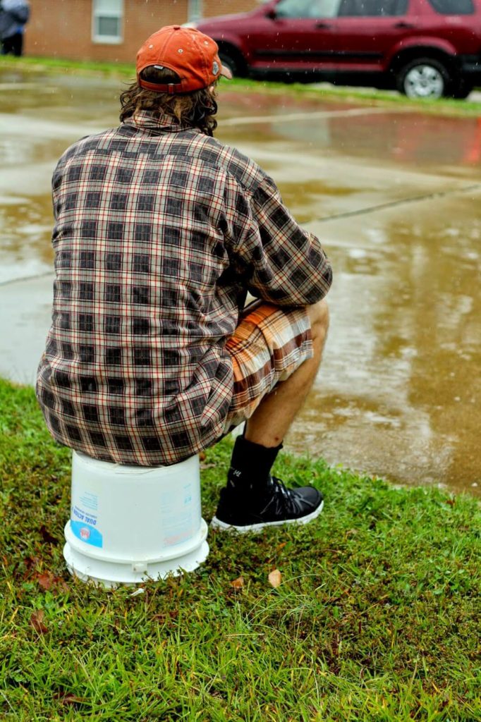 sitting in the rain