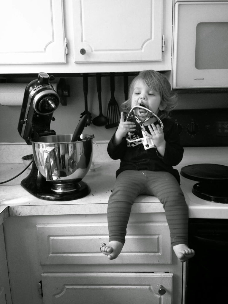 baking with little girl