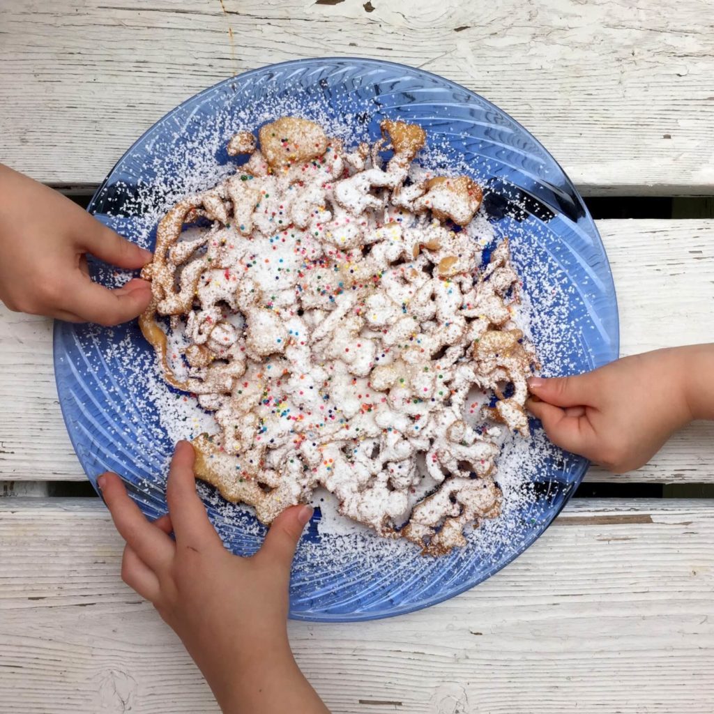 homemade funnel cake with sprinkles