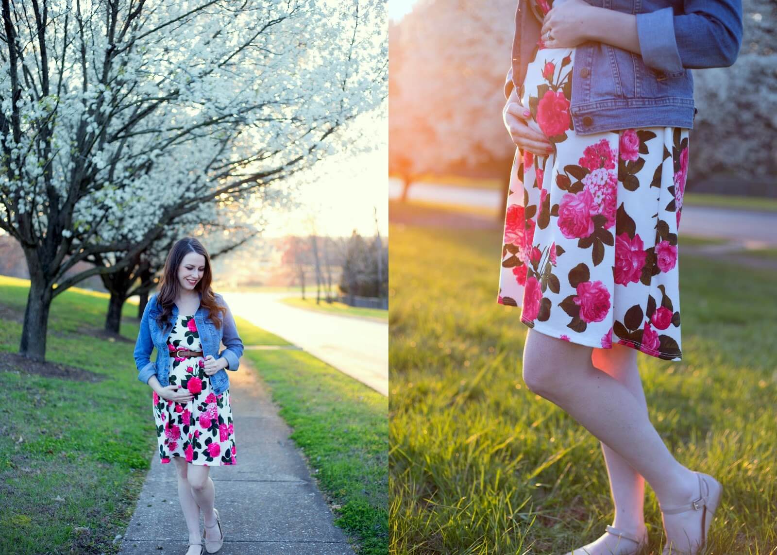 pink blush floral maternity dress