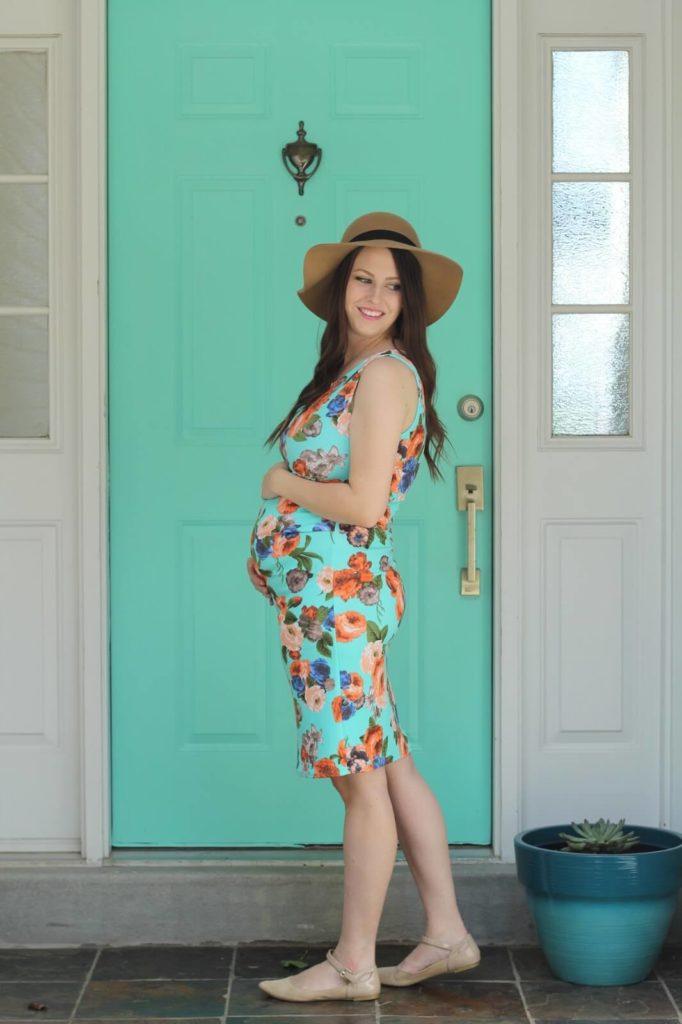 23 week bumpdate pink blush floral dress