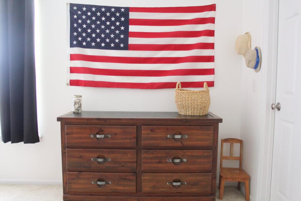 american flag on the wall