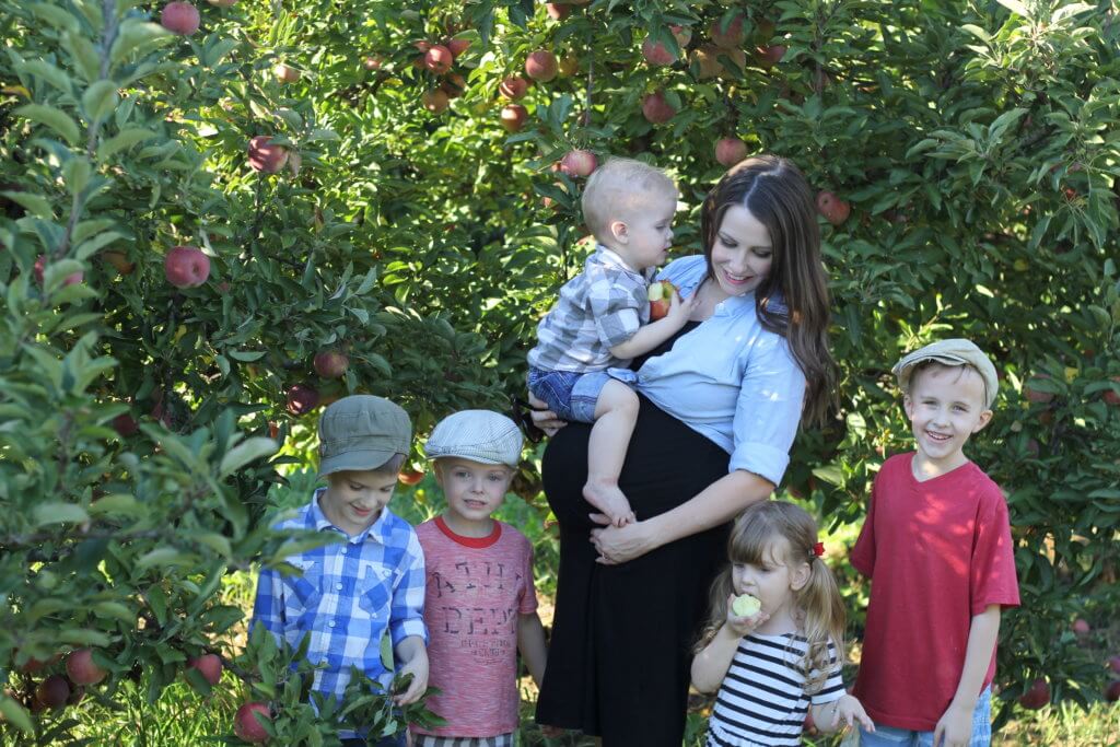 mom and kids posing for picture