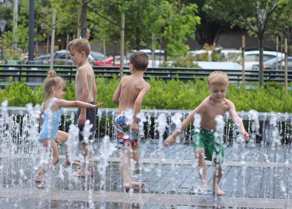 kids playing in splash pad